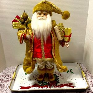 19” Inch Standing Santa Clause. Gold/Red. Christmas Santa bearing Gifts …